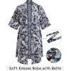 imageCOOFANDY Mens Lightweight Kimono Robe Japanese Bathrobes Open Front Long Cardigan Cloak with BeltBlue