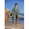 imageCOOFANDY Mens Lightweight Kimono Robe Japanese Bathrobes Open Front Long Cardigan Cloak with BeltGreen