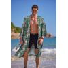 imageCOOFANDY Mens Lightweight Kimono Robe Japanese Bathrobes Open Front Long Cardigan Cloak with BeltGreen