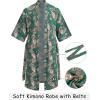 imageCOOFANDY Mens Lightweight Kimono Robe Japanese Bathrobes Open Front Long Cardigan Cloak with BeltGreen