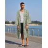 imageCOOFANDY Mens Lightweight Kimono Robe Japanese Bathrobes Open Front Long Cardigan Cloak with BeltGreenwhite