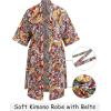 imageCOOFANDY Mens Lightweight Kimono Robe Japanese Bathrobes Open Front Long Cardigan Cloak with BeltRed