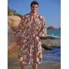 imageCOOFANDY Mens Lightweight Kimono Robe Japanese Bathrobes Open Front Long Cardigan Cloak with BeltRed