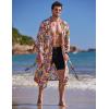 imageCOOFANDY Mens Lightweight Kimono Robe Japanese Bathrobes Open Front Long Cardigan Cloak with BeltRed