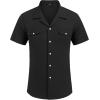 imageCOOFANDY Mens Linen Short Sleeve Button Down Shirt Casual Cuban Collar Summer Beach Shirts Vacation EssentialsBlack