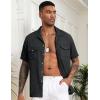 imageCOOFANDY Mens Linen Short Sleeve Button Down Shirt Casual Cuban Collar Summer Beach Shirts Vacation EssentialsBlack