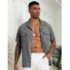 imageCOOFANDY Mens Linen Short Sleeve Button Down Shirt Casual Cuban Collar Summer Beach Shirts Vacation EssentialsDark Grey