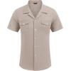 imageCOOFANDY Mens Linen Short Sleeve Button Down Shirt Casual Cuban Collar Summer Beach Shirts Vacation EssentialsKhaki