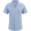 imageCOOFANDY Mens Linen Short Sleeve Button Down Shirt Casual Cuban Collar Summer Beach Shirts Vacation EssentialsLight Blue