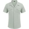 imageCOOFANDY Mens Linen Short Sleeve Button Down Shirt Casual Cuban Collar Summer Beach Shirts Vacation EssentialsLight Green