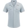 imageCOOFANDY Mens Linen Short Sleeve Button Down Shirt Casual Cuban Collar Summer Beach Shirts Vacation EssentialsPale Blue