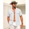 imageCOOFANDY Mens Linen Short Sleeve Button Down Shirt Casual Cuban Collar Summer Beach Shirts Vacation EssentialsWhite