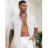 imageCOOFANDY Mens Linen Short Sleeve Button Down Shirt Casual Cuban Collar Summer Beach Shirts Vacation EssentialsWhite