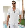 imageCOOFANDY Mens Linen Short Sleeve Button Down Shirt Casual Cuban Collar Summer Beach Shirts Vacation EssentialsWhite