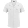 imageCOOFANDY Mens Linen Short Sleeve Button Down Shirt Casual Cuban Collar Summer Beach Shirts Vacation EssentialsWhite