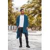 imageCOOFANDY Mens Long Cardigan Ruffle Shawl Collar Lightweight Open Front Drape Cape Overcoat with PocketsNavy