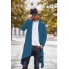 imageCOOFANDY Mens Long Cardigan Ruffle Shawl Collar Lightweight Open Front Drape Cape Overcoat with PocketsNavy