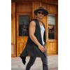 imageCOOFANDY Mens Long Hooded Cardigan Sleeveless Ruffle Shawl Collar Lightweight Open Front Drape Kimono VestBlack