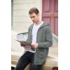 imageCOOFANDY Mens Long Open Front Cardigan Sweater Lightweight Hooded Knitted Cardigan Sweaters with PocketsLight Grey
