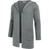 imageCOOFANDY Mens Long Open Front Cardigan Sweater Lightweight Hooded Knitted Cardigan Sweaters with PocketsLight Grey