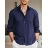imageCOOFANDY Mens Long Sleeve Button Down Shirt Casual Untucked RegularFit Oxford Dress ShirtsNavy Blue
