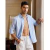 imageCOOFANDY Mens Long Sleeve Button Down Shirt Casual Untucked RegularFit Oxford Dress ShirtsSky Blue
