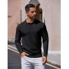 imageCOOFANDY Mens Long Sleeve Polo Sweater Knit Polo Casual Heavyweight Thermal Pullover Sweater with PocketBlack