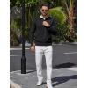 imageCOOFANDY Mens Long Sleeve Polo Sweater Knit Polo Casual Heavyweight Thermal Pullover Sweater with PocketBlack