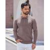 imageCOOFANDY Mens Long Sleeve Polo Sweater Knit Polo Casual Heavyweight Thermal Pullover Sweater with PocketBrown