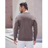 imageCOOFANDY Mens Long Sleeve Polo Sweater Knit Polo Casual Heavyweight Thermal Pullover Sweater with PocketBrown