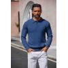 imageCOOFANDY Mens Long Sleeve Polo Sweater Knit Polo Casual Heavyweight Thermal Pullover Sweater with PocketDark Blue