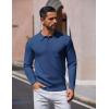 imageCOOFANDY Mens Long Sleeve Polo Sweater Knit Polo Casual Heavyweight Thermal Pullover Sweater with PocketDark Blue