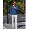 imageCOOFANDY Mens Long Sleeve Polo Sweater Knit Polo Casual Heavyweight Thermal Pullover Sweater with PocketDark Blue