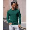 imageCOOFANDY Mens Long Sleeve Polo Sweater Knit Polo Casual Heavyweight Thermal Pullover Sweater with PocketGreen