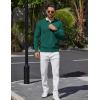 imageCOOFANDY Mens Long Sleeve Polo Sweater Knit Polo Casual Heavyweight Thermal Pullover Sweater with PocketGreen