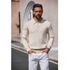 imageCOOFANDY Mens Long Sleeve Polo Sweater Knit Polo Casual Heavyweight Thermal Pullover Sweater with PocketKhaki