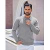 imageCOOFANDY Mens Long Sleeve Polo Sweater Knit Polo Casual Heavyweight Thermal Pullover Sweater with PocketLight Grey
