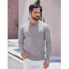 imageCOOFANDY Mens Long Sleeve Polo Sweater Knit Polo Casual Heavyweight Thermal Pullover Sweater with PocketLight Grey
