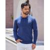 imageCOOFANDY Mens Long Sleeve Polo Sweater Knit Polo Casual Heavyweight Thermal Pullover Sweater with PocketNavy Blue