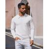 imageCOOFANDY Mens Long Sleeve Polo Sweater Knit Polo Casual Heavyweight Thermal Pullover Sweater with PocketWhite