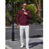 imageCOOFANDY Mens Long Sleeve Polo Sweater Knit Polo Casual Heavyweight Thermal Pullover Sweater with PocketWine Red