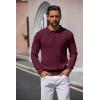 imageCOOFANDY Mens Long Sleeve Polo Sweater Knit Polo Casual Heavyweight Thermal Pullover Sweater with PocketWine Red