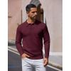 imageCOOFANDY Mens Long Sleeve Polo Sweater Knit Polo Casual Heavyweight Thermal Pullover Sweater with PocketWine Red