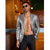 imageCOOFANDY Mens Metallic Jacket Regular Fit Blazer Casual 70s Disco Party Sport Coat04silver
