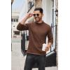 imageCOOFANDY Mens Mock Turtleneck Long Sleeve T Shirts Basic Casual Knitted Half Neck Thermal Lightweight Pullover SweaterBrown