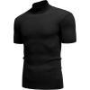 imageCOOFANDY Mens Mock Turtleneck Sweater Short Sleeve Casual Basic Tops Ribbed Knit Pullover Solid TeeAll Black