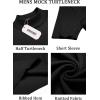 imageCOOFANDY Mens Mock Turtleneck Sweater Short Sleeve Casual Basic Tops Ribbed Knit Pullover Solid TeeAll Black