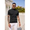 imageCOOFANDY Mens Mock Turtleneck Sweater Short Sleeve Casual Basic Tops Ribbed Knit Pullover Solid TeeAll Black