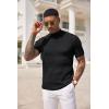 imageCOOFANDY Mens Mock Turtleneck Sweater Short Sleeve Casual Basic Tops Ribbed Knit Pullover Solid TeeAll Black