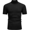 imageCOOFANDY Mens Mock Turtleneck Sweater Short Sleeve Casual Basic Tops Ribbed Knit Pullover Solid TeeAll Black
